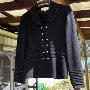 ST. JOHN Evening by Marie Gray Black Knit Blazer 2